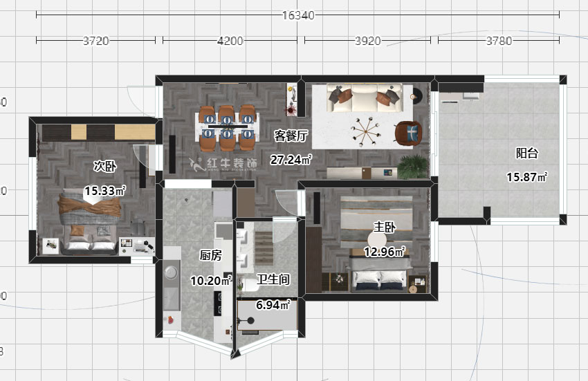 刘晓芳_21世纪现代城28-106-97㎡-现代风格_2室2厅1卫（老房装修）_定制家￥126500_全包14